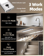 EZVALO 5-Pack Under Cabinet Lighting with Charging Station, 2400mAh Motion Sensor Light, LED Coutner Lights Wireless, 6500K Dimmable, Timer, Magnetic, with Remote Control for Kitchen, Closet, Stair