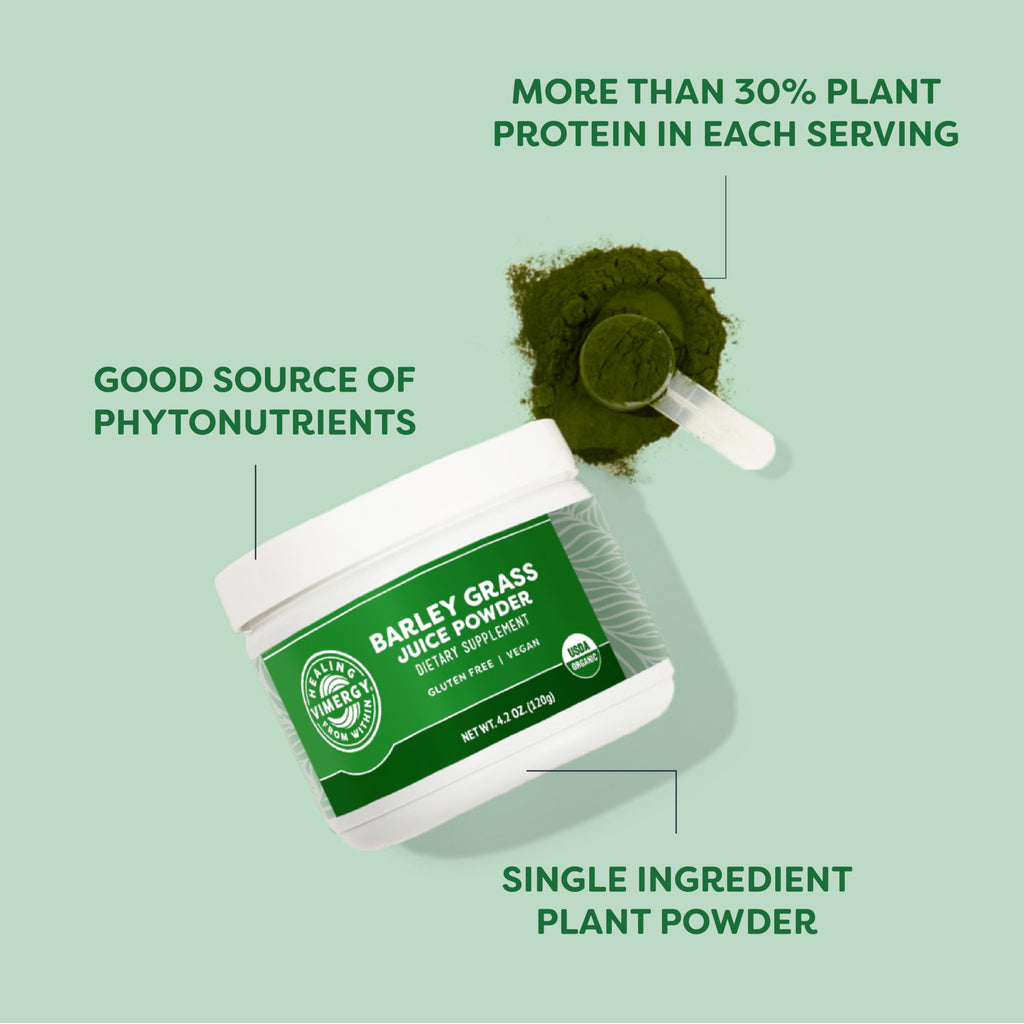 Vimergy Barley Grass Juice Powder Dietary Supplement - 0.8g per Serving (150 Servings) – Clean Superfood Formula – Promotes Cardiovascular Health* – Organic, Vegan & Gluten-Free – Travel Size 120g