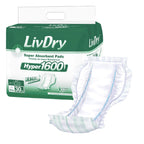 LivDry High Absorbency Pad Insert for Incontinence Briefs and Adult Diapers, Women and Men, Hyper 1600 (30 Count)