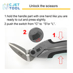 C.JET TOOL 10" Heavy Duty Scissors - Carpet Cutter, Industrial Multipurpose for Cardboard, Leather, Pruning, Gardening - Professional Soft Grip Stainless Steel (Black)