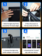 FFJ TV LED Backlight with Sensor, 14.7ft Cuttable RGB Lights that Change with TV for 55-65 Inch Screen and PC Monitor, Smart App Control, Game & Music Sync Color Changing Light