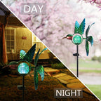 Afirst Solar Hummingbird Wind Spinner, Metal Garden Stake Lights Lawn Decor