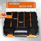 Jack Boss Tool Box with Transparent Lid, Double Side 34-Compartments Organizer Box with Removable Dividers for Hardware, Screws, Bolts, Nails, Beads, Jewelry and Fishing Accessories, Orange, 2 Pack