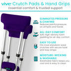 Vive Premium Crutch Pads & Hand Grips - Comfortable, Breathable, Machine Washable Padding - Moisture Wicking & Odor Reducing Pillow Accessory Covers for Adult & Youth Walking Crutches