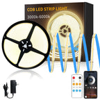 Yeewhale 50FT COB LED Strip Lights 3000K Warm White Dimmable DC 24V Flexible LED Tape Light for Bedroom, with Remote and App Control LED Light Strip,for DIY Home Decoration