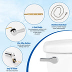 Hibbent Universal Front Mount Metal Toilet Handle Replacement Kit, Brass Toilet Tank Flush Lever with Stainless Steel Adjustable Flapper Chains for Most Toilets, Chrome