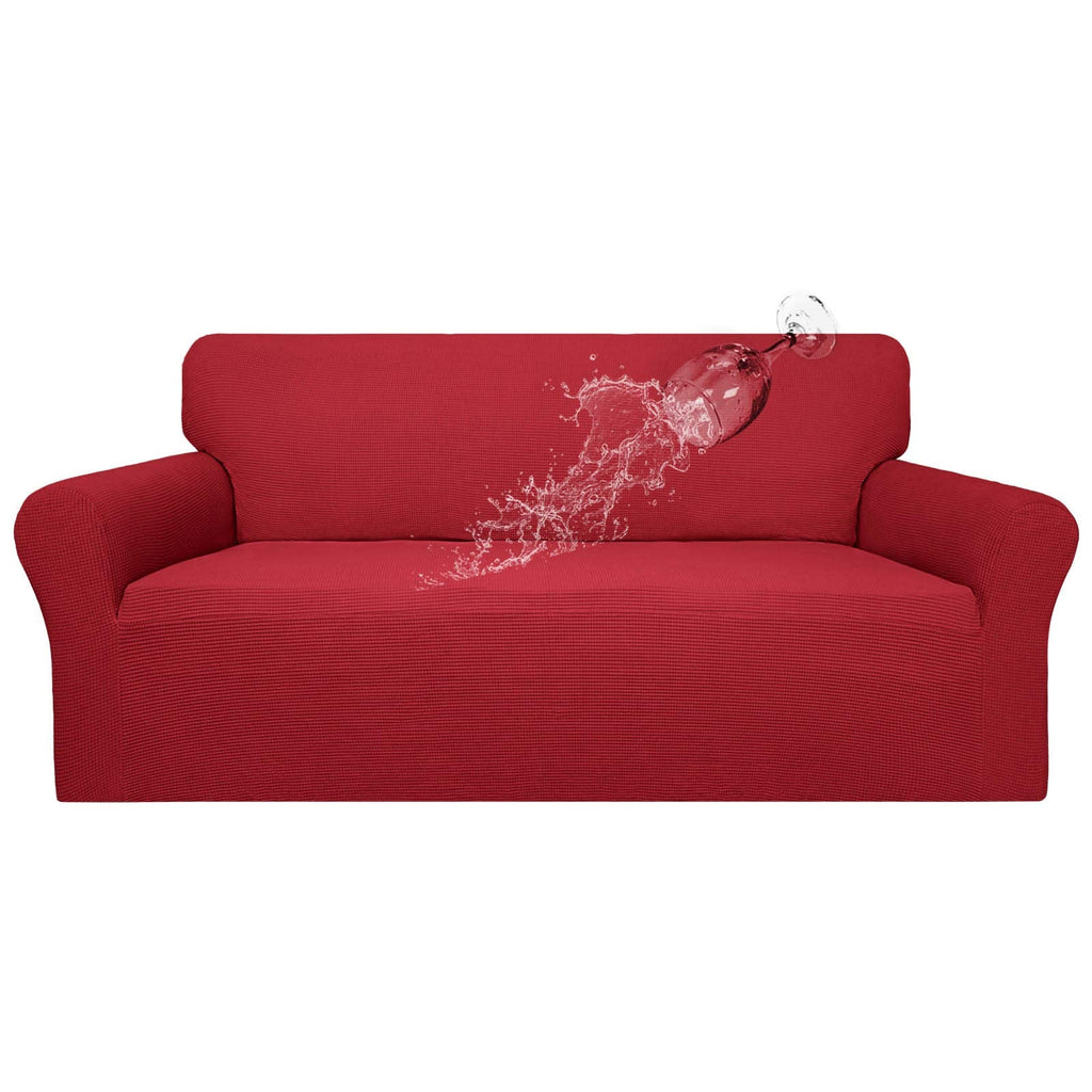 Easy-Going 100% Waterproof Couch Cover, Dual Waterproof Sofa Cover, Stretch Jacquard Sofa Slipcover, Leakproof Furniture Protector for Kids, Pets, Dog and Cat (Sofa, Christmas Red)