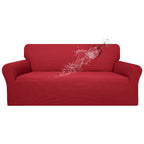Easy-Going 100% Waterproof Couch Cover, Dual Waterproof Sofa Cover, Stretch Jacquard Sofa Slipcover, Leakproof Furniture Protector for Kids, Pets, Dog and Cat (Sofa, Christmas Red)