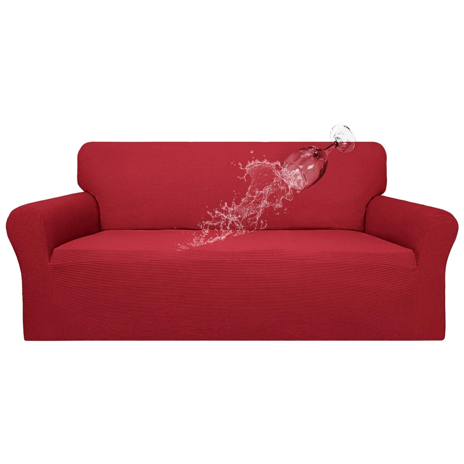 Easy-Going 100% Waterproof Couch Cover, Dual Waterproof Sofa Cover, Stretch Jacquard Sofa Slipcover, Leakproof Furniture Protector for Kids, Pets, Dog and Cat (Sofa, Christmas Red)