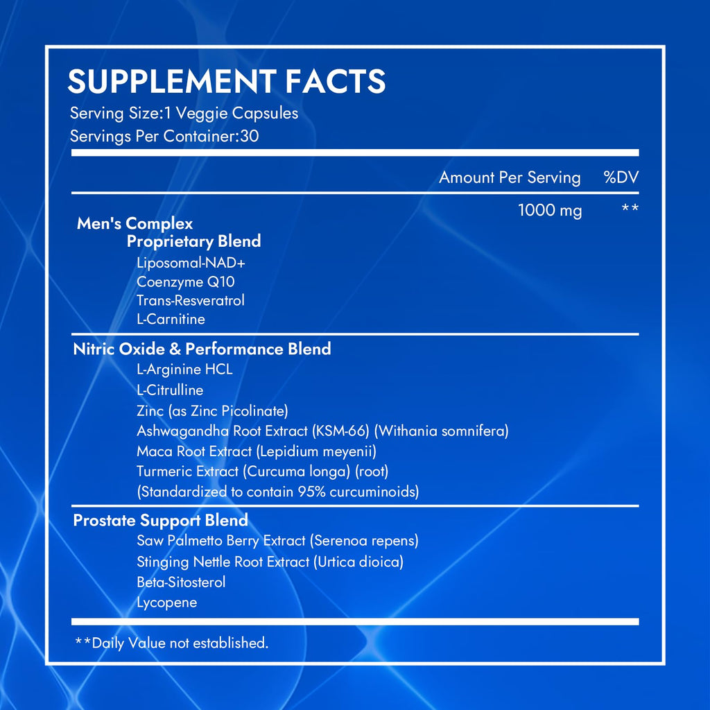 Aureph Vantique Men's NAD+ Supplement,Stamina & Cellular Energy Boost 60 Capsules