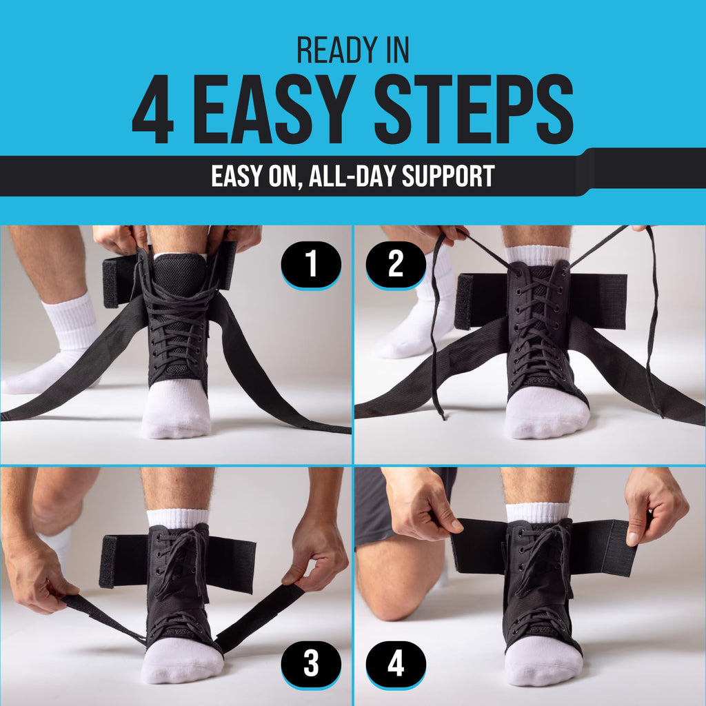 Z ATHLETICS Ankle Brace for Women & Men - Lace Up Adjustable Support with Side Stabilizers for Sprained Ankle, Achilles Tendonitis Relief | Basketball, Volleyball, Running & Sports Recovery