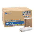 Pacific Blue Basic by Georgia-Pacific PRO C-Fold Paper Towels, White, 10.1” x 12.7” (LxW), 240 Towels Per Pack, 10 Packs Per Case, 20603