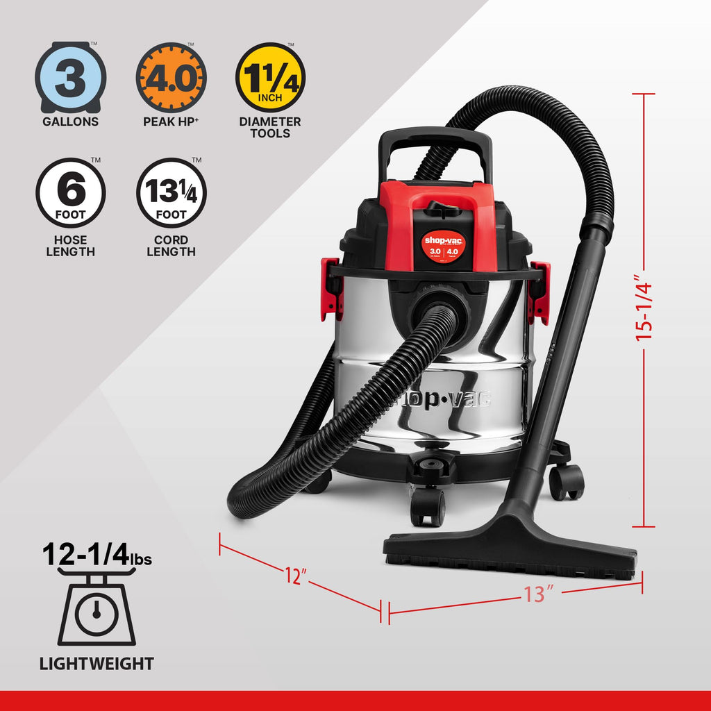 Shop-Vac 3 Gallon 4.0 Peak HP Wet/Dry Vacuum with Blower Function