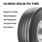 CYHOBK 2-Pack 4.10/3.50-4" Flat Free Solid Rubber Tires - 10" Replacement Wheels with 5/8" Axle Bore, 2.2" Offset Hub for Gorilla Cart, Hand Truck, Garden Wagon, Dump Carts - Puncture Proof
