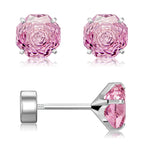 GUIJUEYE Implant Grade Titanium Rose Cut CZ Earrings for Sensitive Ears