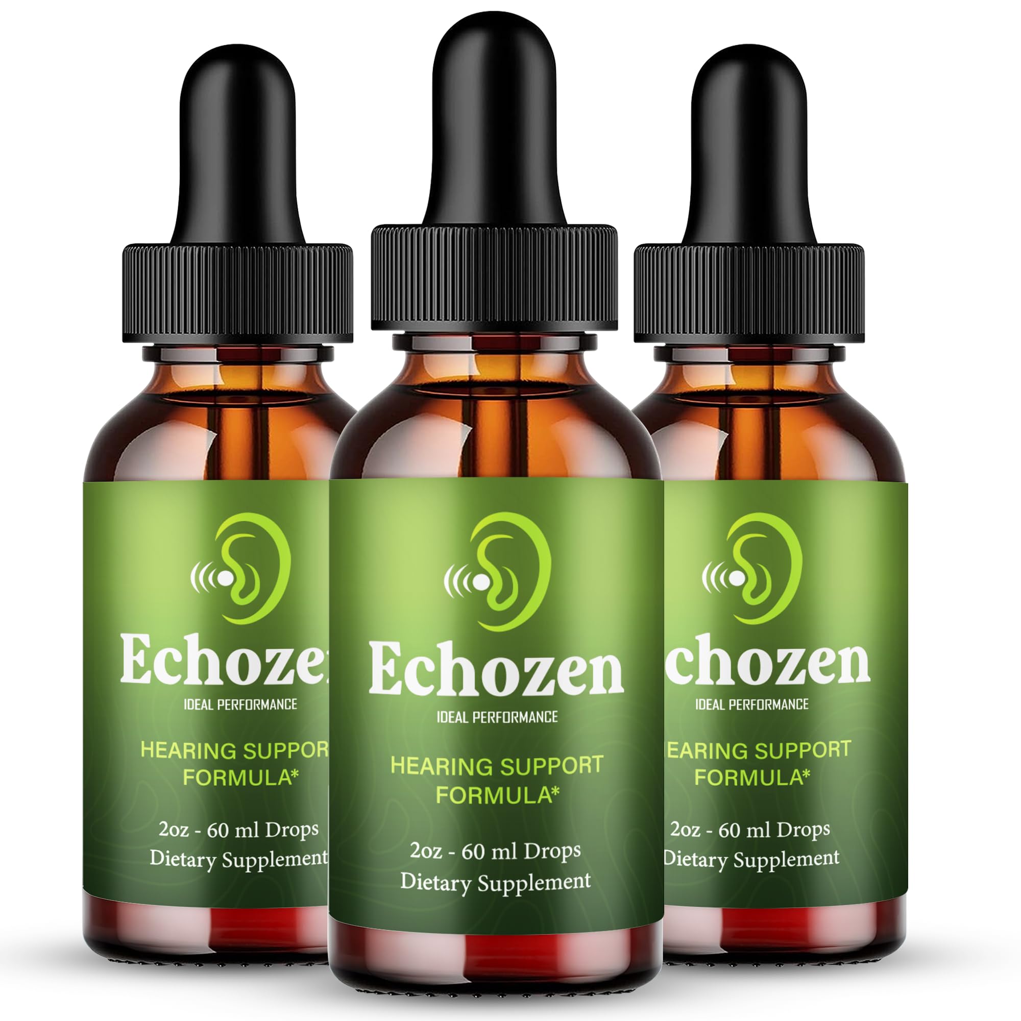 EchoZen Drops – Official EchoZen Ear Health & Hearing Support Supplement Droppers - Maximum Strength, All Natural Liquid Formula for Clear Sound, Echo Zen Inner Ear Health Support Reviews (3 Pack)