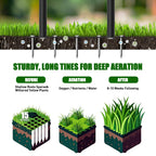 Aerator Lawn Tool Lawn Aerator -Heavy Duty Manual Grass Aerator with 15 Iron Spikes, Height Adjustable, Yard Aerator Tool for Lawn（Black）