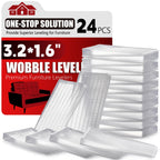 Flexible Plastic Shims 24pcs Kit Size Variety | Clear Leveling Kit for Home Improvement | Furniture Leg Stabilizers | Table & Toilet Shims - Trim-to-Fit Wedges | Stackable Design | Furniture Levelers