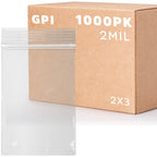 GPI - 1000 Count, 2" x 3" Clear Plastic Resealable Zip Bags, Bulk 2 Mil, Strong & Durable Poly Baggies with Resealable Zip Top Lock for Travel, Storage, Packaging & Shipping