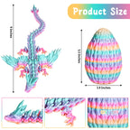Mydhall 3D Printed Flying Dragon Egg with Articulated Dragon Inside – Toys&Gifts for Kids,Home Decor,Creative Ornaments,Birthday,Easter (Rainbow,Medium)