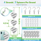 Superlong Bird Deterrents for Outside 12 Discs Stainless Steel, 4 Sets
