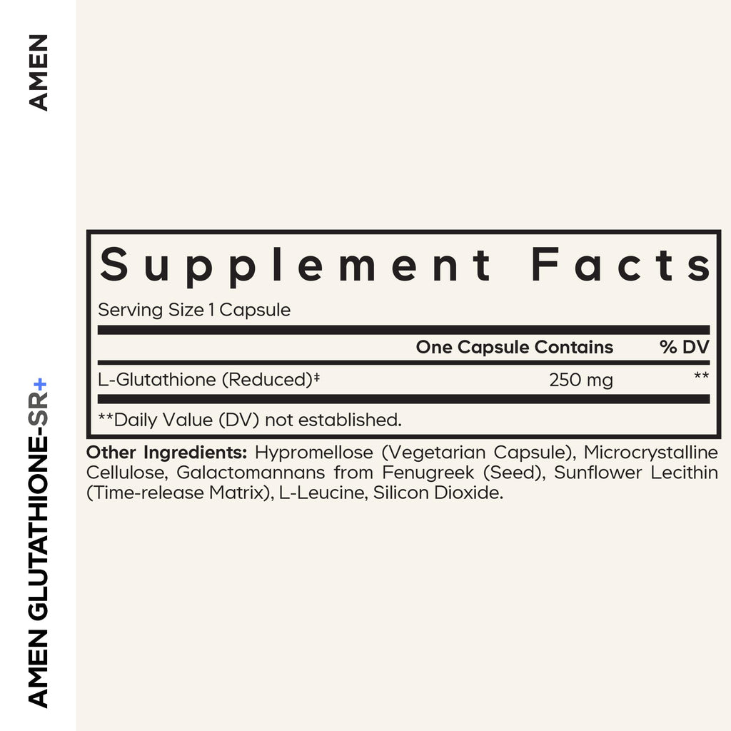 Amen Glutathione-SR+ Sustained-Release Glutathione Supplement, 60 Capsules