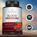 Sunergetic Premium Blood Pressure Support Supplement for Cardiovascular & Heart Health with Garlic, Hawthorn & Hibiscus (180 Capsules)