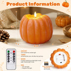 ARIKJ Fall Decorations for Home, Large Flameless Pumpkin Candle, Orange