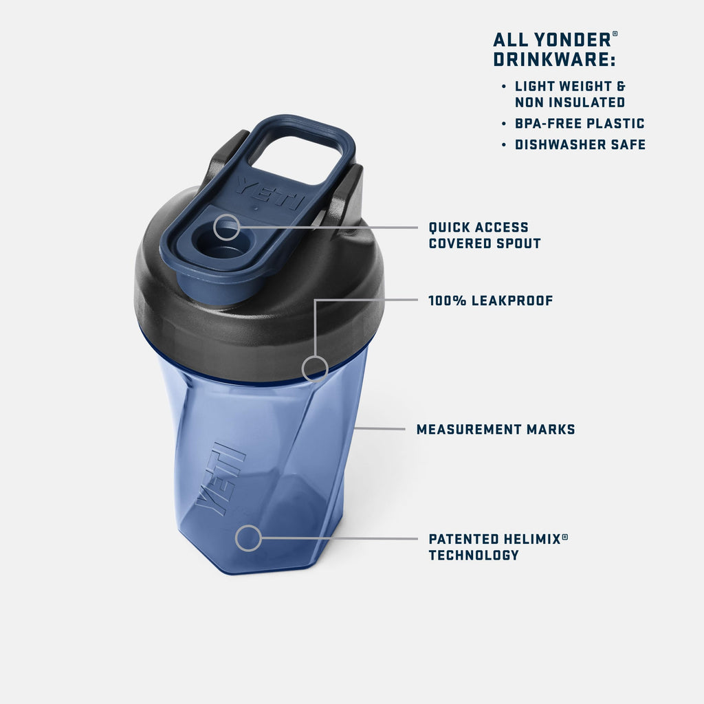 YETI Yonder Helimix Vortex Blender Shaker Bottle Holds up to 20oz | No Blending Ball or Whisk | USA Made | Portable Pre Workout Whey Protein Drink Shaker Cup | Dishwasher Safe, Charcoal