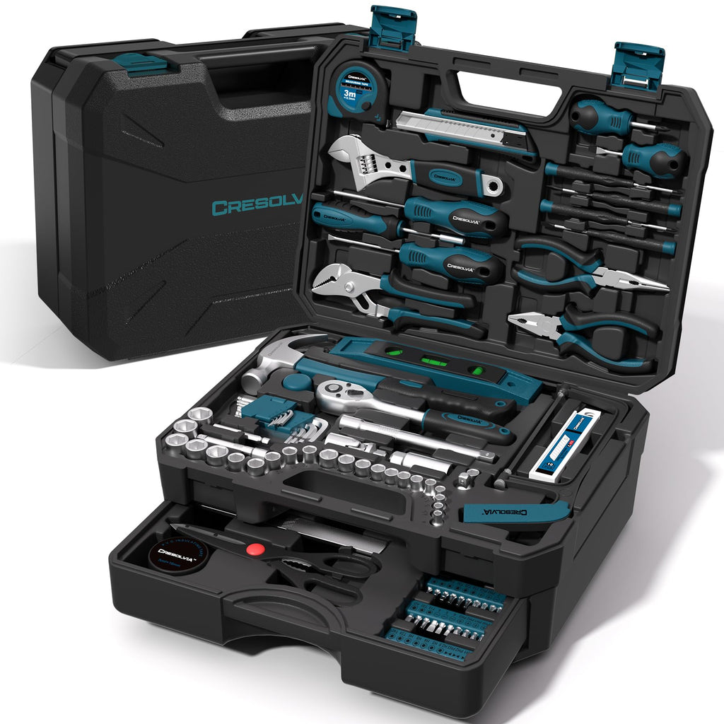 CRESOLVIA 328 Piece Tool Kit For Home,Hand Repair Tool Set,Toolbox Storage Case with Drawer,General Household/Auto Tool Set,Perfect for Homeowner, DIY, Handyman (Blue and black)