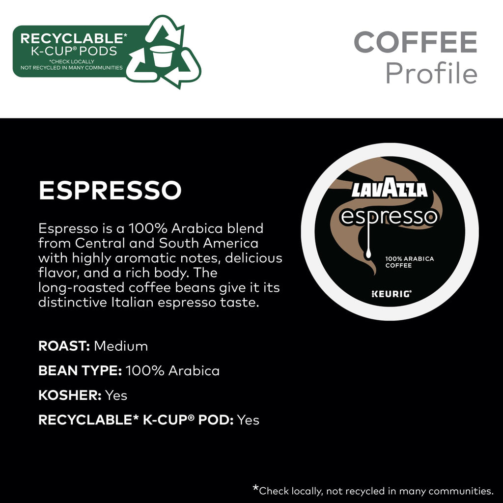 Lavazza Espresso, Single-Serve Keurig K-Cup Pods, Medium Roast Coffee, 32-Count Box