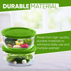 Replacement Lids for Pyrex Containers Round Glass Food Plastic (2) 2-Cup (2) 4-Cup (2) 7-Cup (Green)
