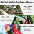 Pole Saws for Tree Trimming - 14FT Dual-Pulley Tree Pruner, Tree Trimmers Long Handle Pruner, Manual Pole Saw for Yard & Garden, Gardening Hand Tools
