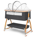 Komcot High Chair, Bedside Bassinet for Baby, 6 Height Adjustable Baby Bed, 3 in 1 Bassinet Bedside Sleeper with Wheels, Mosquito Net, Portable Bedside Crib for Infant/Baby/Newborn