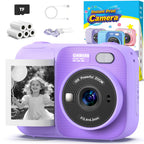 Kids Instant Print Camera with 5 Rolls Print Paper, 1080P HD Camera, Rechargeable Portable Toddler Selfie Camera, Christmas Birthday Gifts Toys for Boys Girls Age 3-12 (Purple)