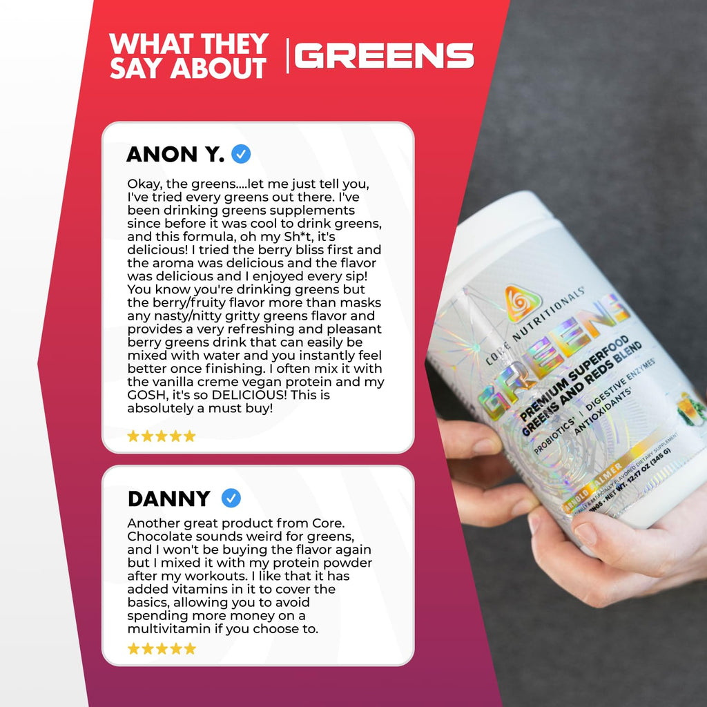Core Nutritionals Greens | Premium Superfood Reds & Greens Blend | 5 Billion CFU Probiotics, Digestive Enzymes, & Antioxidants | 30 Servings (Chocolate Decadence)