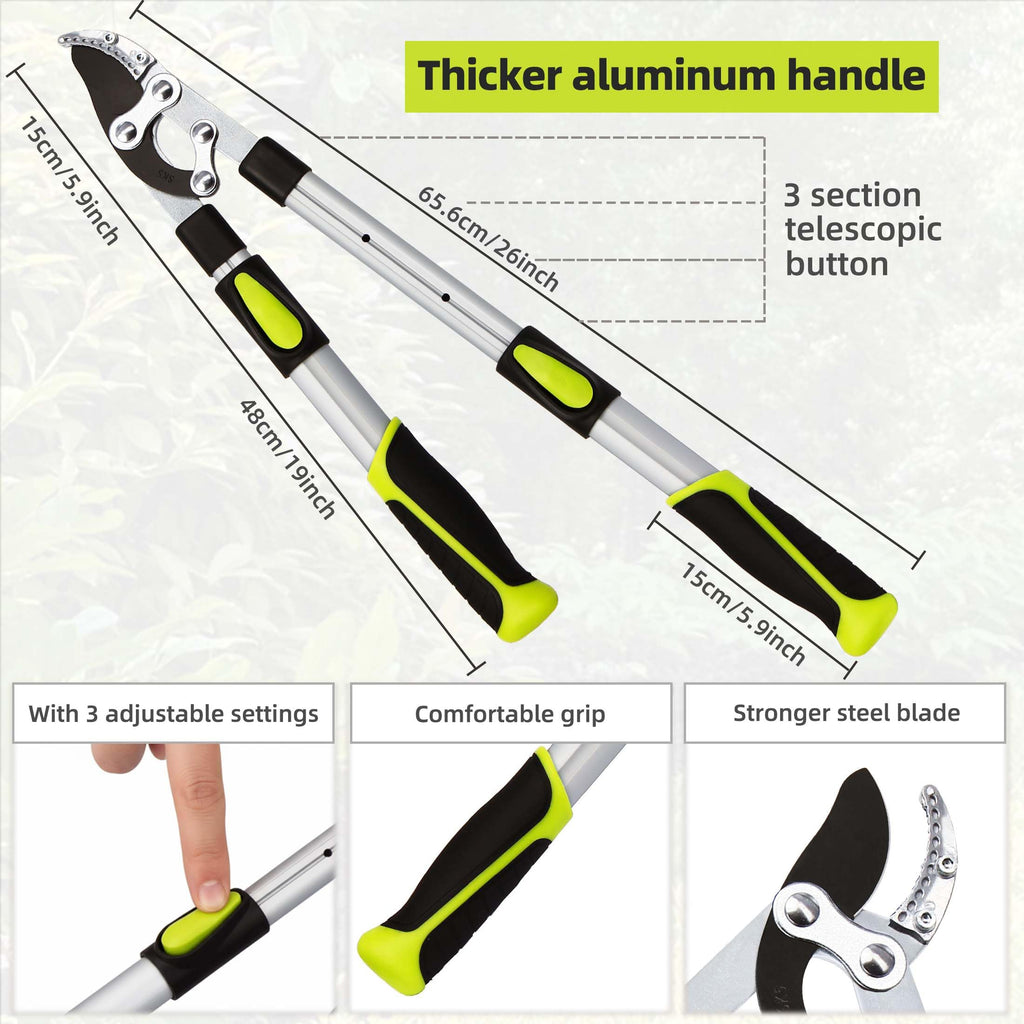 YRTSH Loppers for Tree Trimming Heavy Duty, Extendable 21-26" Branch Cutter