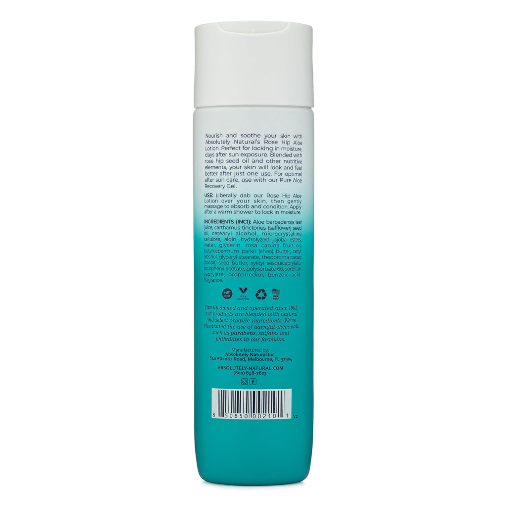 Absolutely Natural After Sun Lotion & Moisturizer with Aloe Vera, Rose Hip Oils, & Vitamin E | Helps Prevent Anti-Aging & Sunburn Relief - 8 Fl Oz