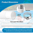 IDEASURE 1.25" x 59" Pool Hoses for Above Ground Pools - Pool Pump Replacement Hose Compatible with In tex Pump Model #607/#637, 2 Pack with 4 Hose Clamps