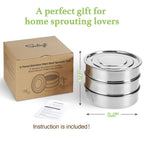 SOLIGT Stackable Stainless Steel Seed Sprouting Kit, 2-Tier Mesh Sprouting Trays, 1 Base and 1 Cover Lid