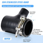 SEKSUALA 16Pack 1" T Bolt Hose Clamps - 304 Stainless Steel Turbo Intake Clamp for Turbo Tubes, Intercooler Pipes, Heavy Duty Radiator Hose Clamps Adjustable Range 34mm-40mm for 1" Hose ID