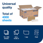 Tork Multifold Hand Towel White H2, Universal, 100% Recycled Fibers, 16 x 250 Towels, MB540A