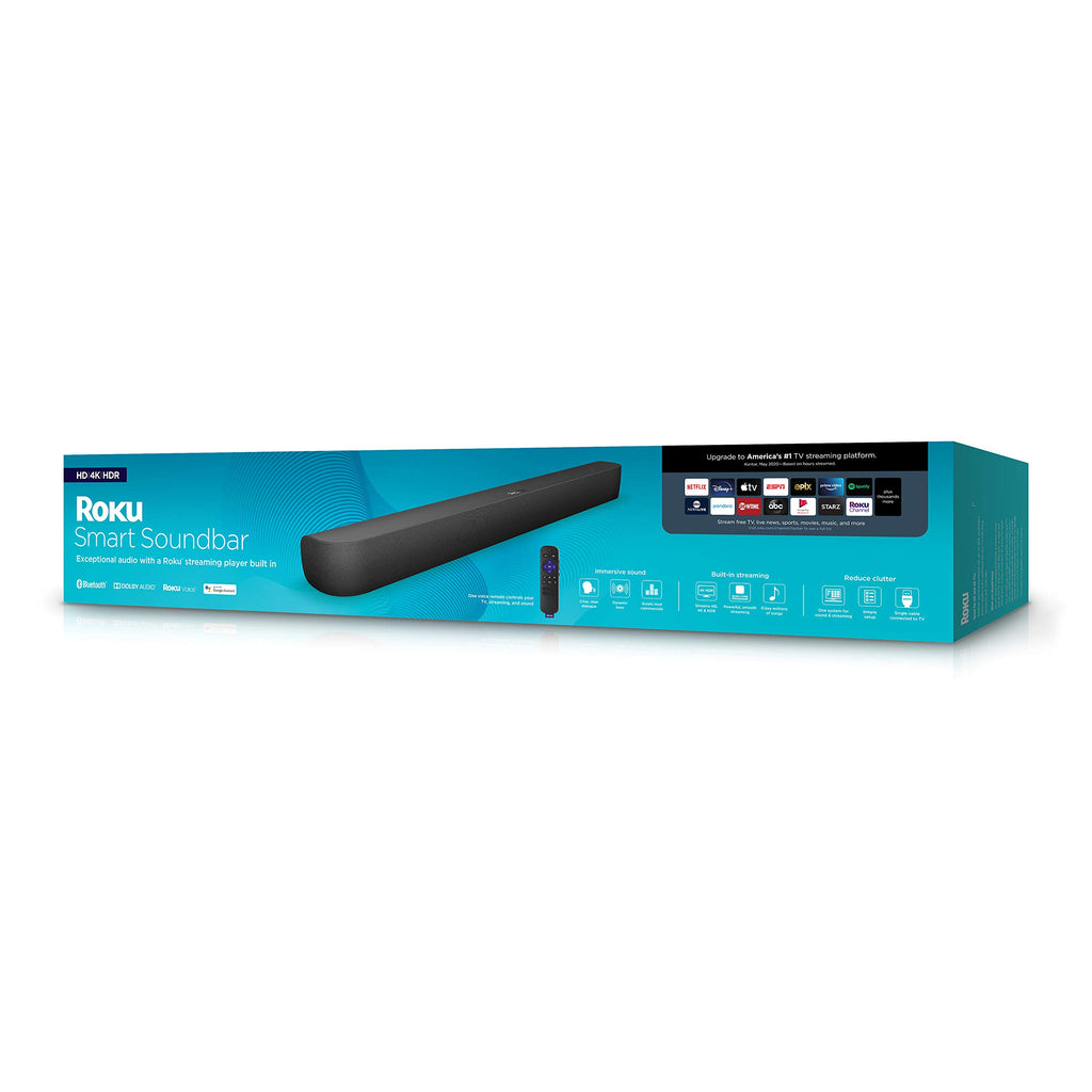 Roku Smart Soundbar, 4K/HD/HDR Streaming Media Player & Exceptional Audio Includes Roku Voice Remote