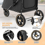Magshion Pet Stroller for Medium Dogs w/Adjustable Handle, 3-Wheel Dog Cat Wagon w/Dual Entry, Rear Storage, Breathable Mesh, One-Foot Brake, Ideal for Large Pets up to 55 lbs, Black