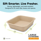 Kitty Sift Disposable Cat Litter Box Large, 6 Count, Durable Portable for Travel and Home, Eco-Friendly Disposable Litter Box Controls Odor