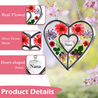 KY&BOSAM Nana Gifts Heart Suncatchers Pressed Flower Glass Window Hanging