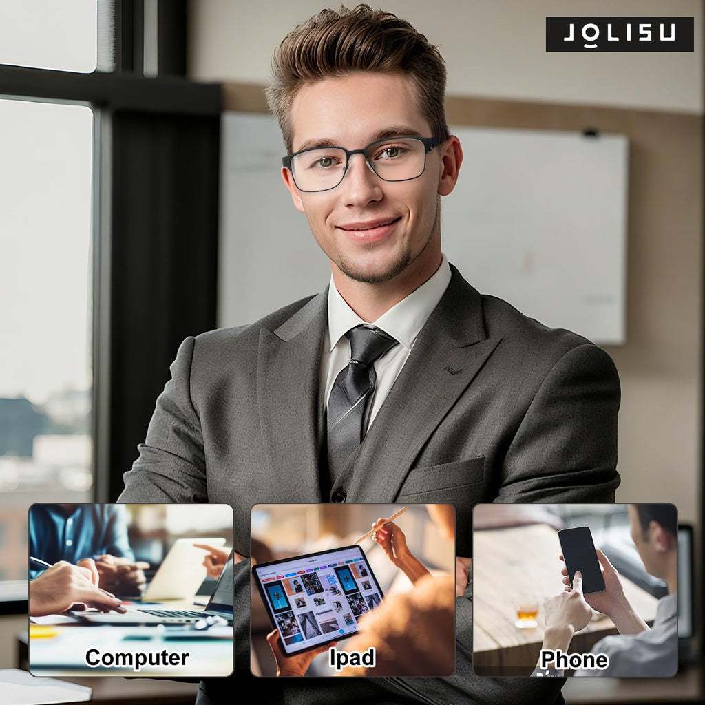 JOLISU 5PCS Reading Glasses Men - Blue Light Blocking Metal Frame for Mens/Women - Durable Readers Fit Read（2.00）