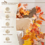 CQURE 5 Pack Fall Garland, 29.5Ft Artificial Autumn Maple Leaves Vines Thanksgiving Halloween Harvest Decor for Fireplace Mantle Table Indoor Outdoor