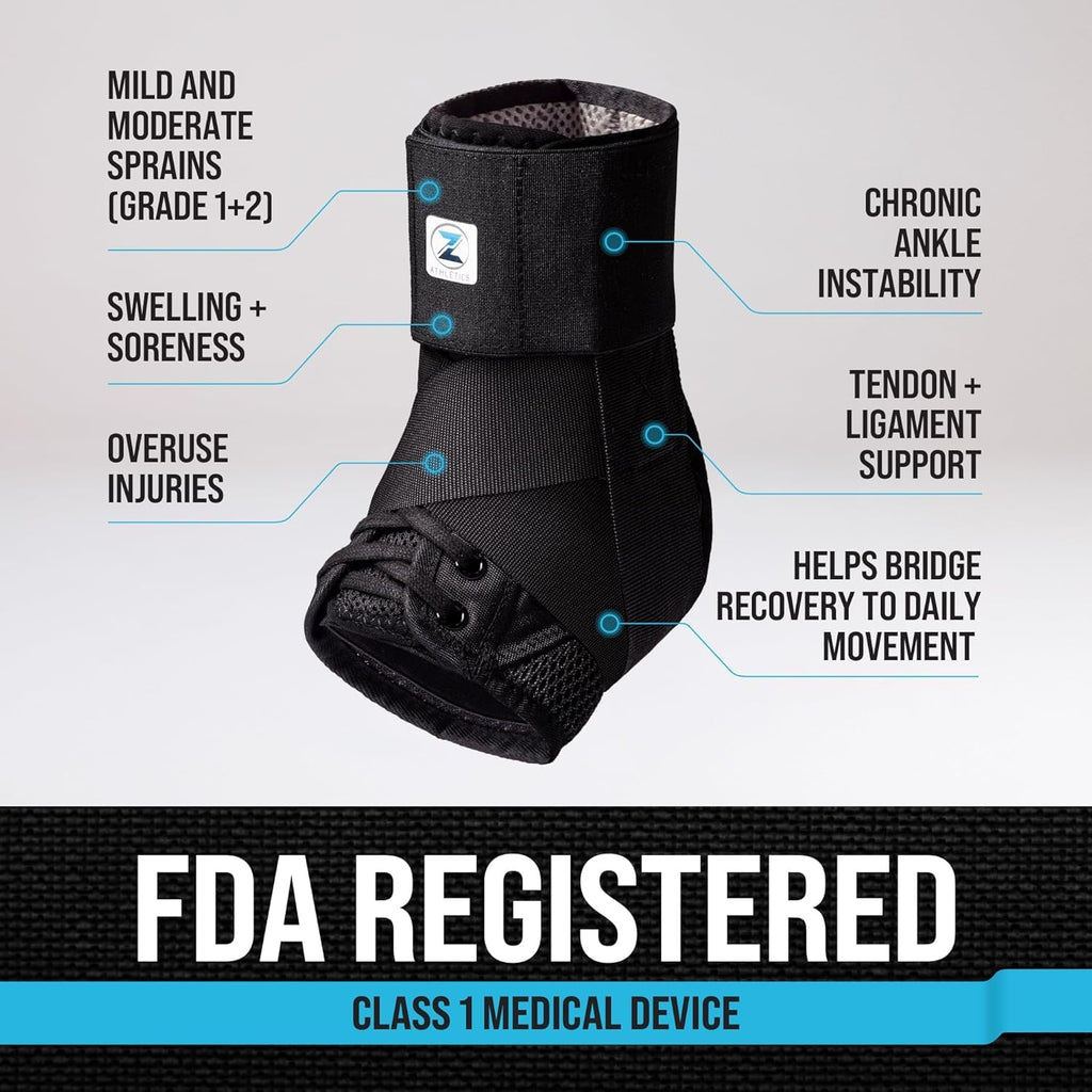 Z ATHLETICS Ankle Brace for Women & Men - Lace Up Adjustable Support with Side Stabilizers for Sprained Ankle, Achilles Tendonitis Relief | Basketball, Volleyball, Running & Sports Recovery