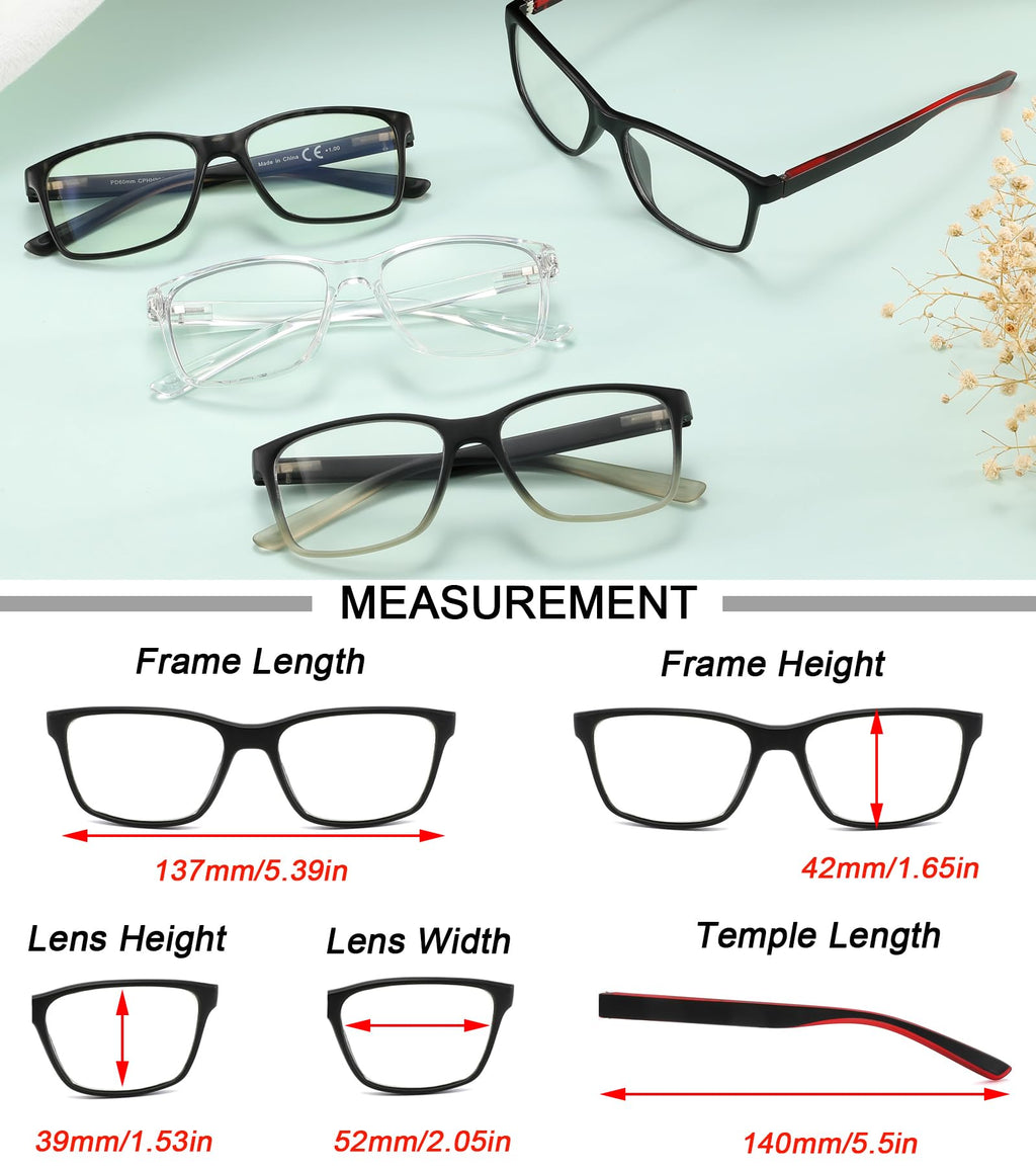 Blue Light Blocking Reading Glasses for Men,4 Pack Stylish Computer 1.5 Readers with Spring Hinges,Anti Glare/Eye Strain Filter UV Ray Magnigying Reader Eyeglasses,+1.50 Magnification Strength